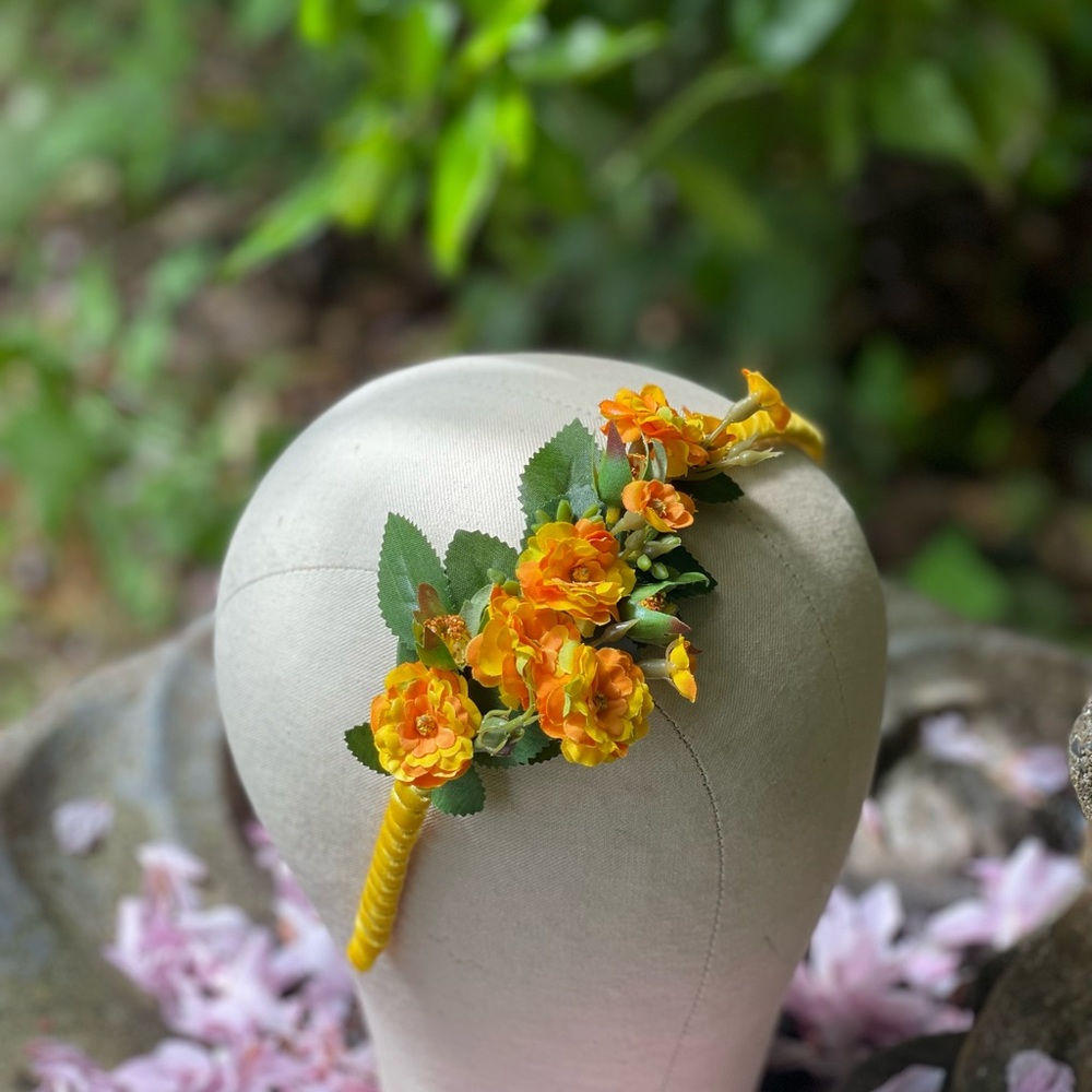 Yellow Orange Wild Rose Headband